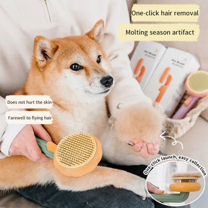 Pumpkin Pet Brush, Self Cleaning Slicker Brush